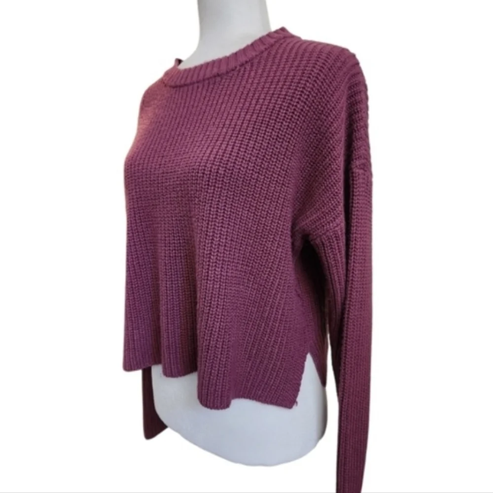 Forever 21 Plus 0X Purple Knit Sweater Cropped Boxy Pullover XL Boho Coquette